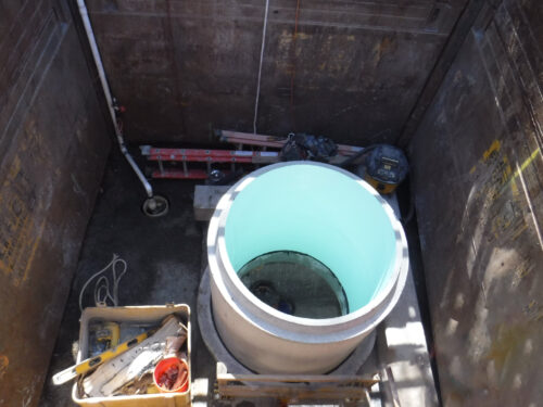New pump access shaft installation at wet well
